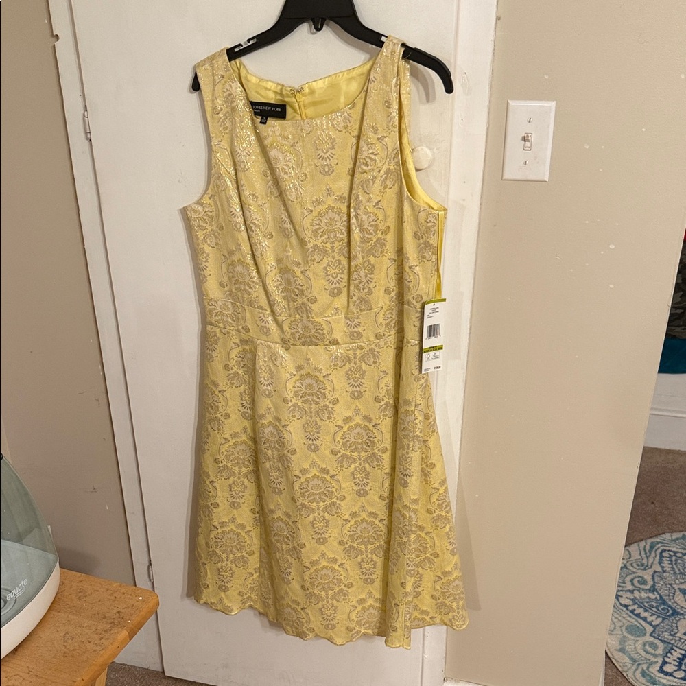 Jones New York Yellow Lace Midi Dress